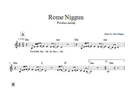 Steve Klaper Rome Niggun sheet music notes and chords. Download Printable PDF.