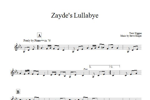 Steve Klaper Zayde's Lullabye sheet music notes and chords. Download Printable PDF.