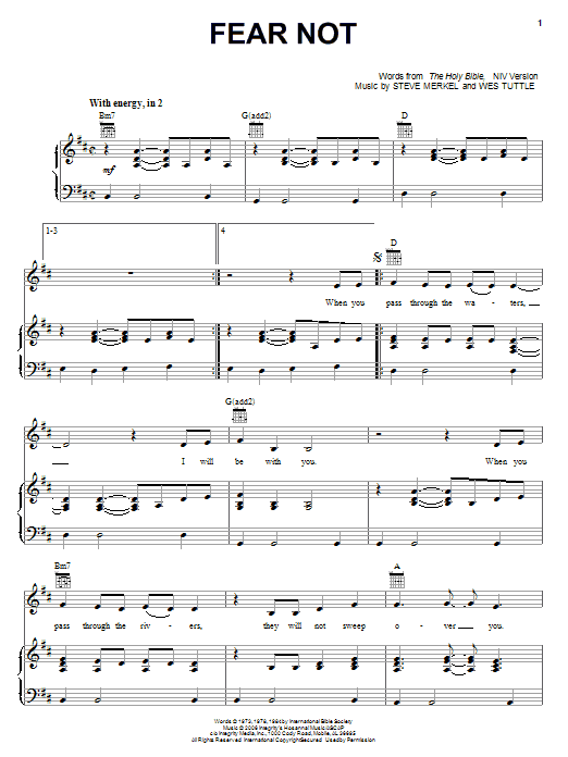 Steve Merkel Fear Not sheet music notes and chords. Download Printable PDF.