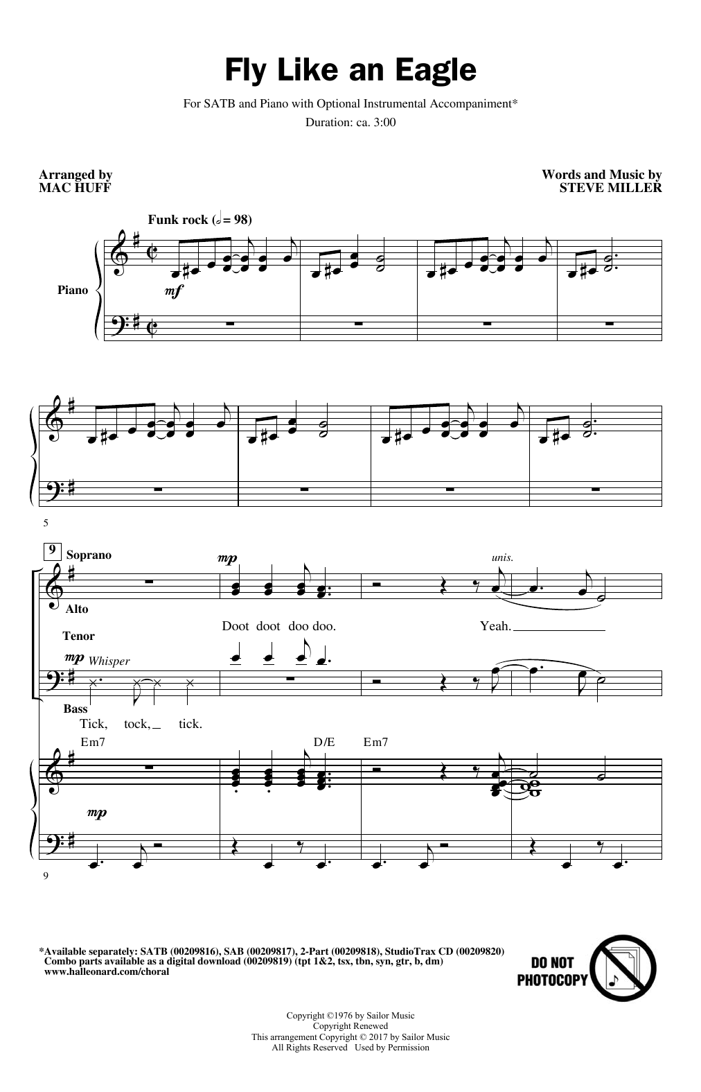 Learn to play Mac Huff Fly Like An Eagle sheet music for SATB Choir in minutes. Price: 3.9900$ Mac Huff Fly Like An Eagle sheet music notes and chords arranged for SATB Choir