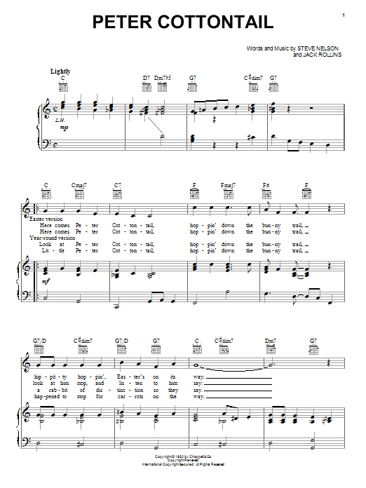 Jack Rollins Peter Cottontail sheet music notes and chords. Download Printable PDF.