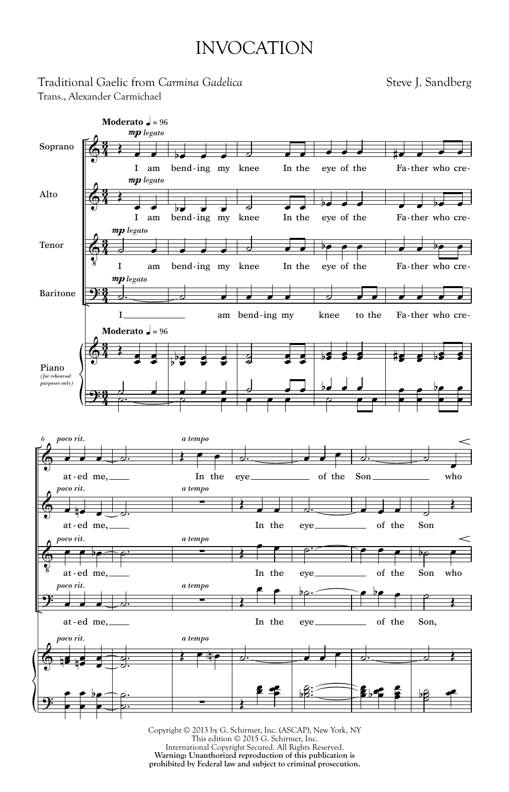 Steve Sandberg Invocation sheet music notes and chords. Download Printable PDF.