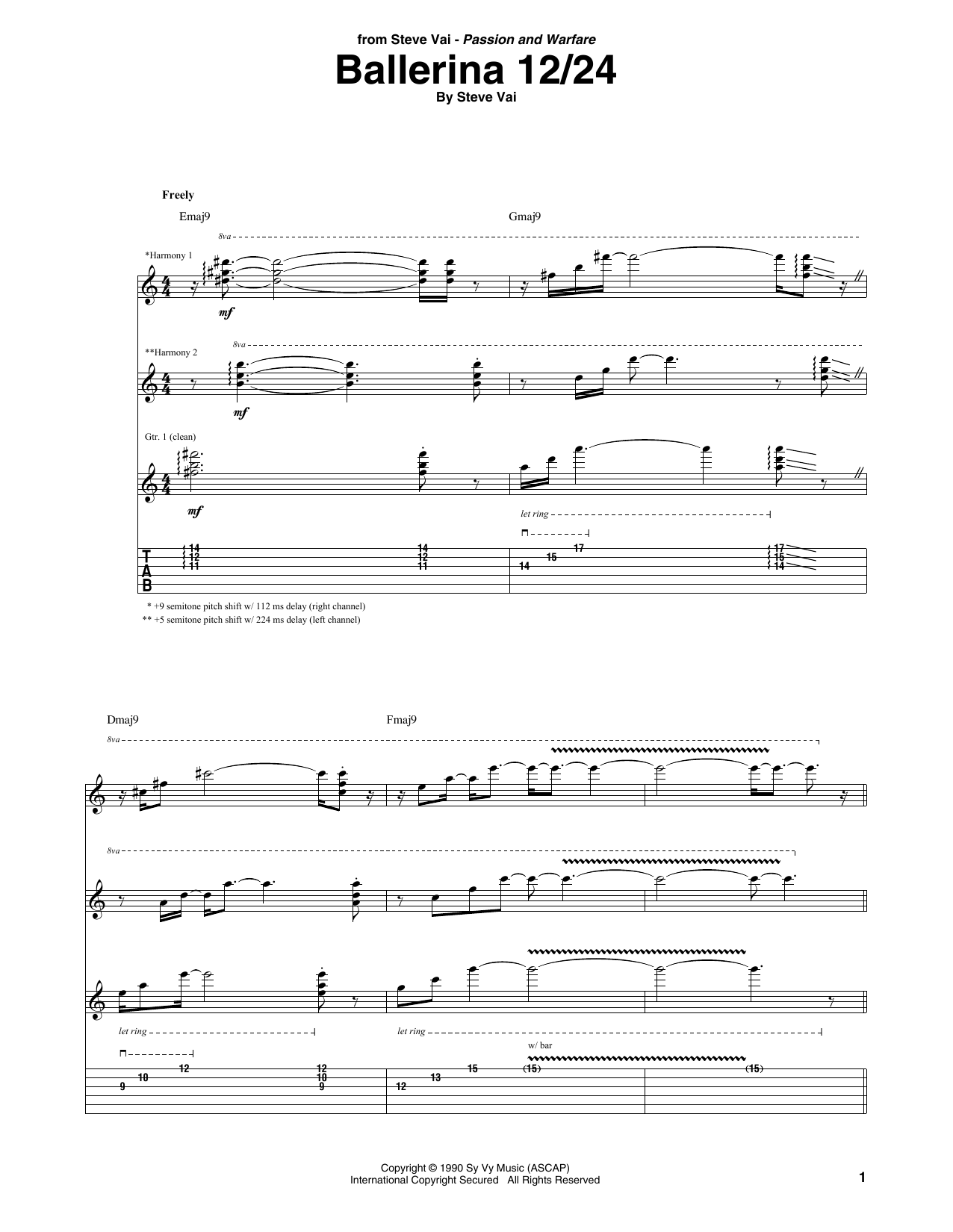 Learn to play Steve Vai Ballerina 12/24 sheet music for Guitar Tab in minutes. Price: 7.8900$ Steve Vai Ballerina 12/24 sheet music notes and chords arranged for Guitar Tab