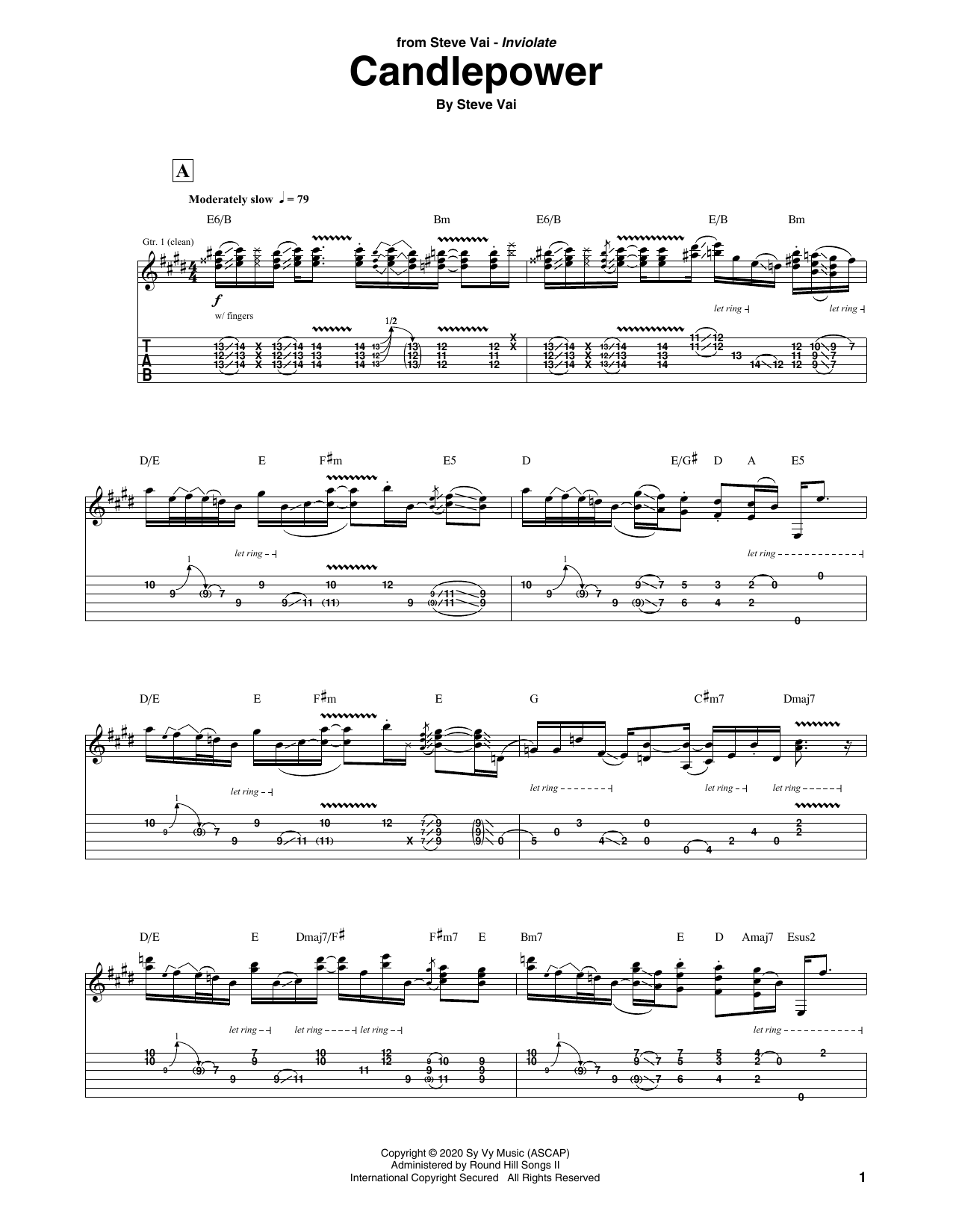 Steve Vai Candle Power sheet music notes and chords. Download Printable PDF.