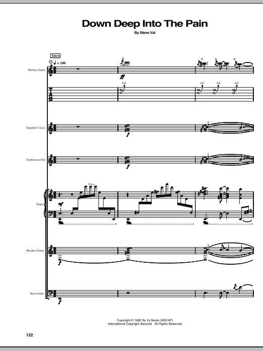 Learn to play Steve Vai Down Deep Into The Pain sheet music for Guitar Tab in minutes. Price: 7.8900$ Steve Vai Down Deep Into The Pain sheet music notes and chords arranged for Guitar Tab