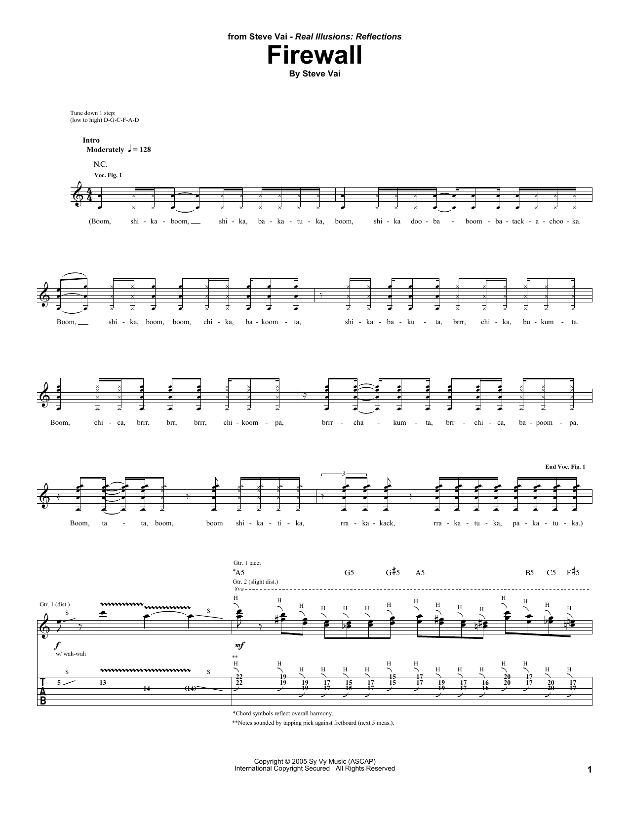 Steve Vai Firewall sheet music notes and chords. Download Printable PDF.