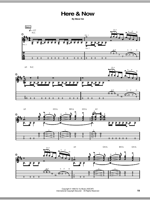 Learn to play Steve Vai Here & Now sheet music for Guitar Tab in minutes. Price: 6.9900$ Steve Vai Here & Now sheet music notes and chords arranged for Guitar Tab