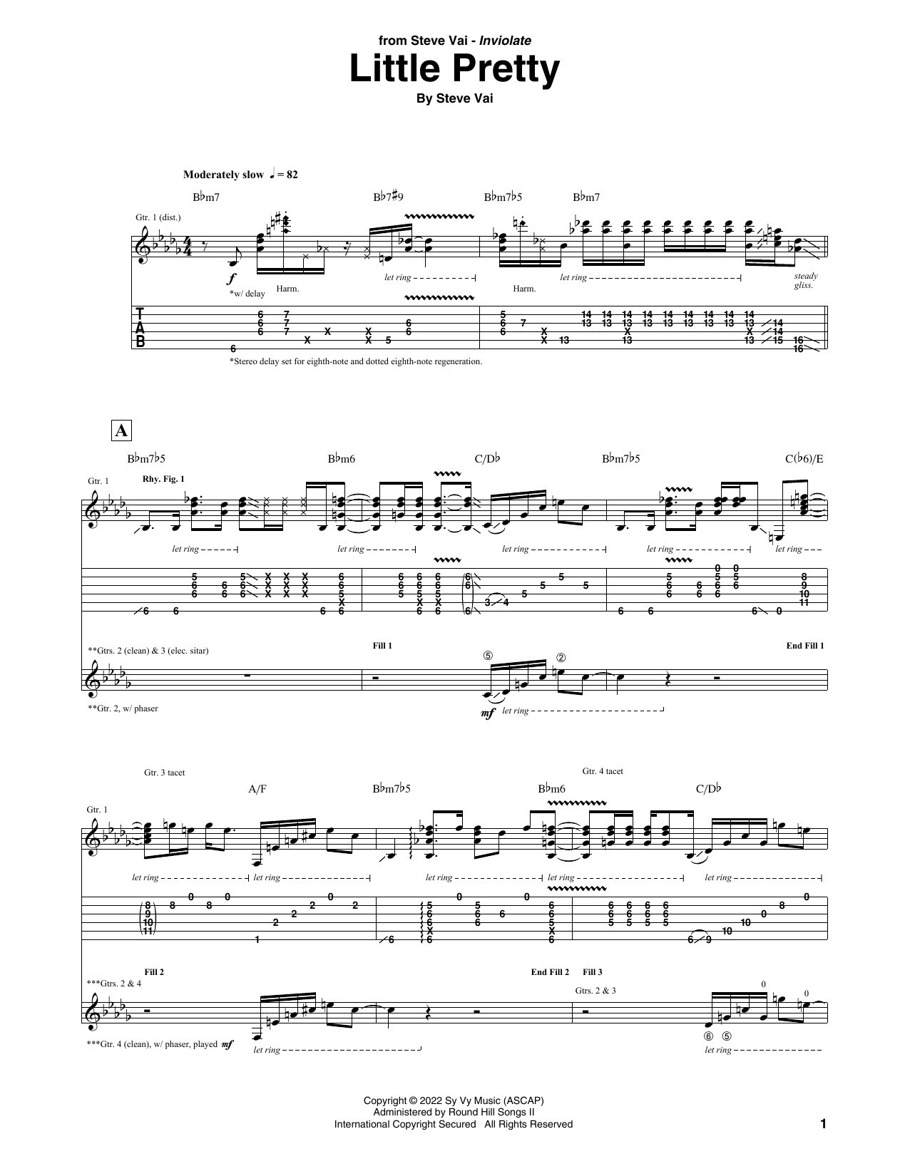 Steve Vai Little Pretty sheet music notes and chords. Download Printable PDF.