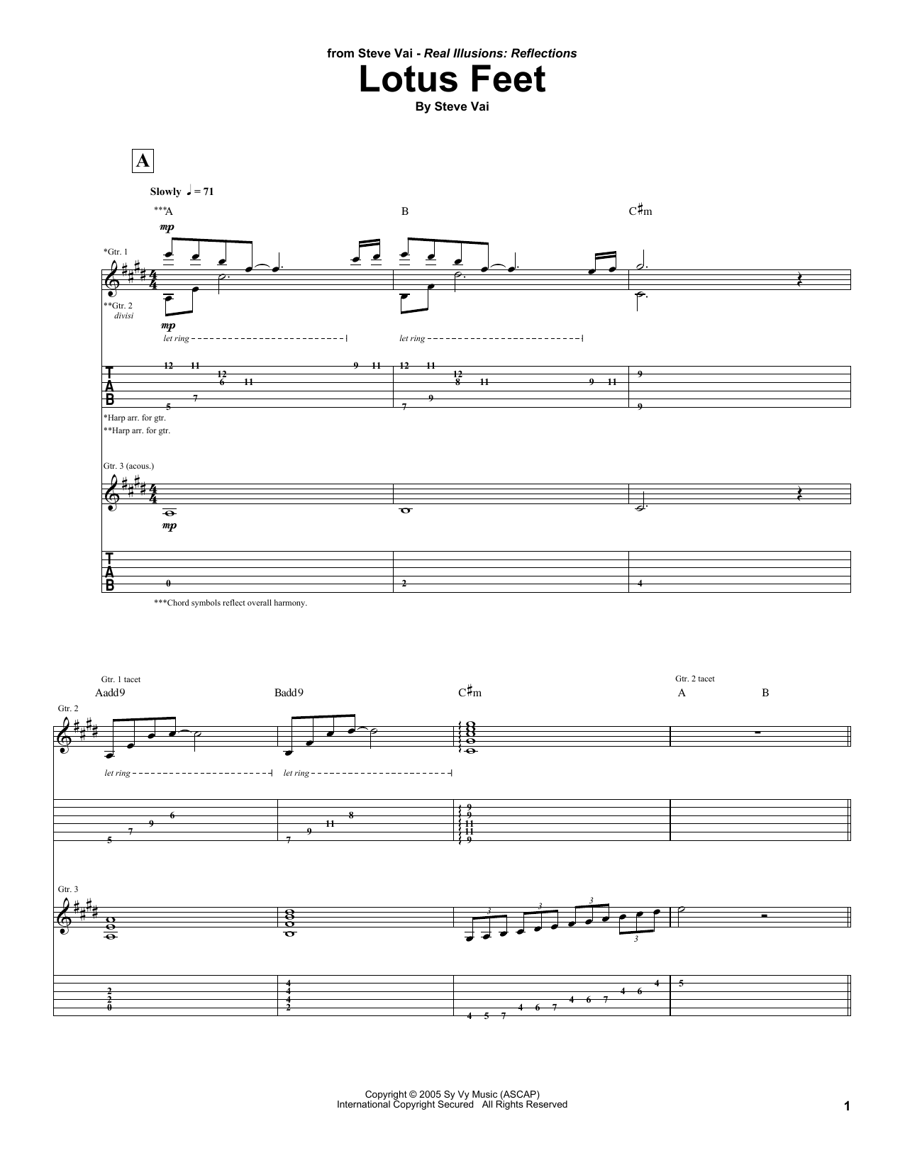 Steve Vai Lotus Feet sheet music notes and chords. Download Printable PDF.