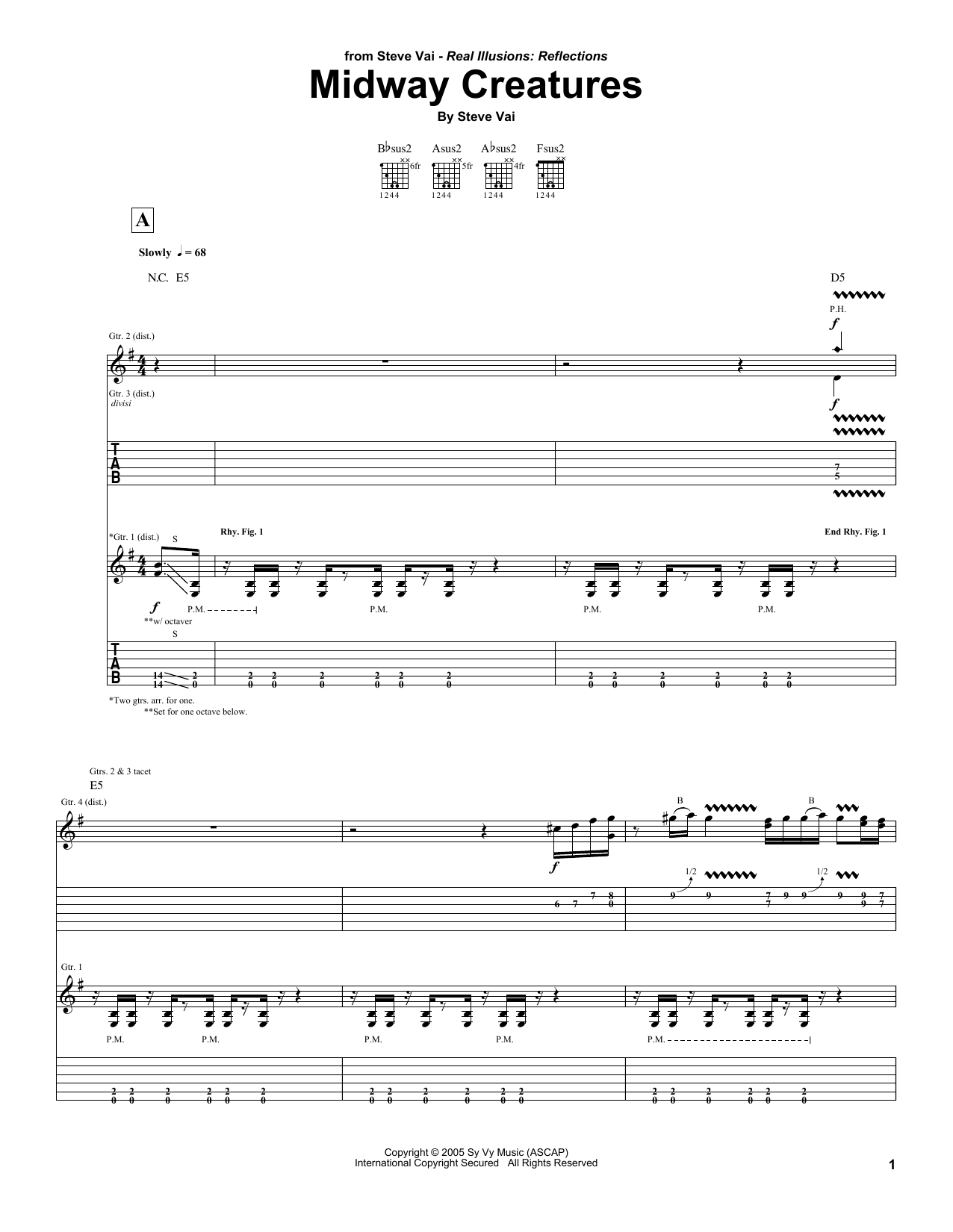 Learn to play Steve Vai Midway Creatures sheet music for Guitar Tab in minutes. Price: 7.8900$ Steve Vai Midway Creatures sheet music notes and chords arranged for Guitar Tab