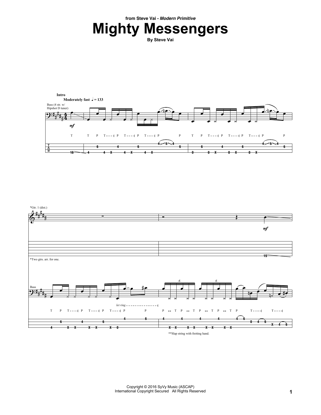 Steve Vai Mighty Messengers sheet music notes and chords. Download Printable PDF.