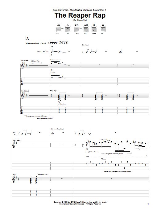 Steve Vai The Reaper Rap sheet music notes and chords. Download Printable PDF.