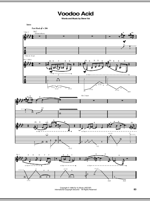 Steve Vai Voodoo Acid sheet music notes and chords. Download Printable PDF.