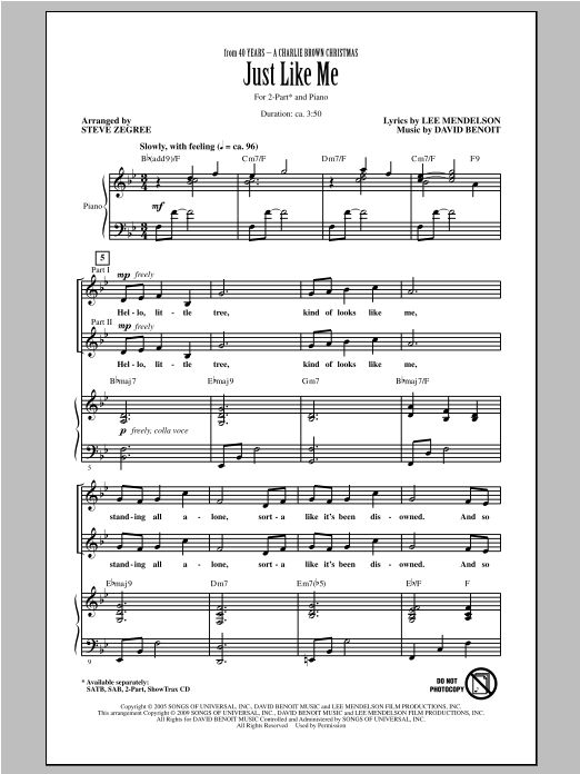 David Benoit Just Like Me Arr Steve Zegree Sheet Music Pdf Notes Chords Children Score Sab Choir Download Printable Sku 98096