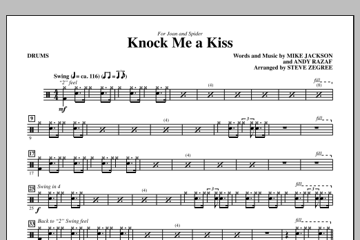 Learn to play Steve Zegree Knock Me A Kiss - Drums sheet music for Choir Instrumental Pak in minutes. Price: 8.9900$ Steve Zegree Knock Me A Kiss - Drums sheet music notes and chords arranged for Choir Instrumental Pak