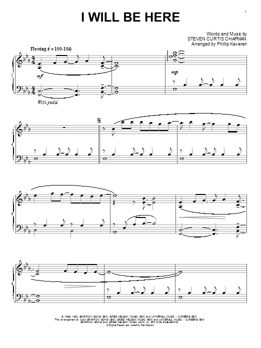 Steven Curtis Chapman I Will Be Here (arr. Phillip Keveren) sheet music notes and chords. Download Printable PDF.