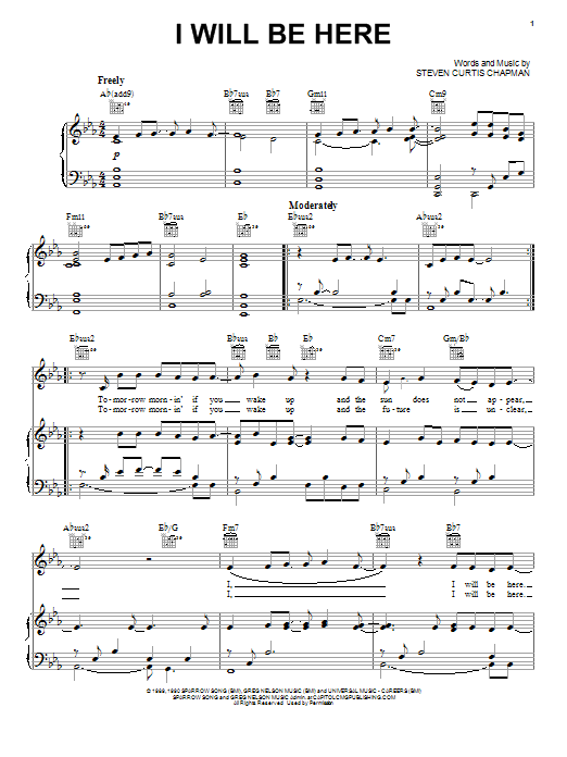 Steven Curtis Chapman I Will Be Here sheet music notes and chords. Download Printable PDF.