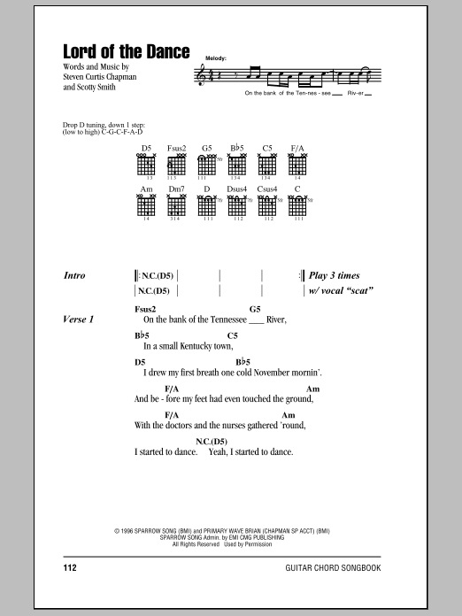 Steven Curtis Chapman Lord Of The Dance sheet music notes and chords - Download Printable PDF and start playing in minutes.