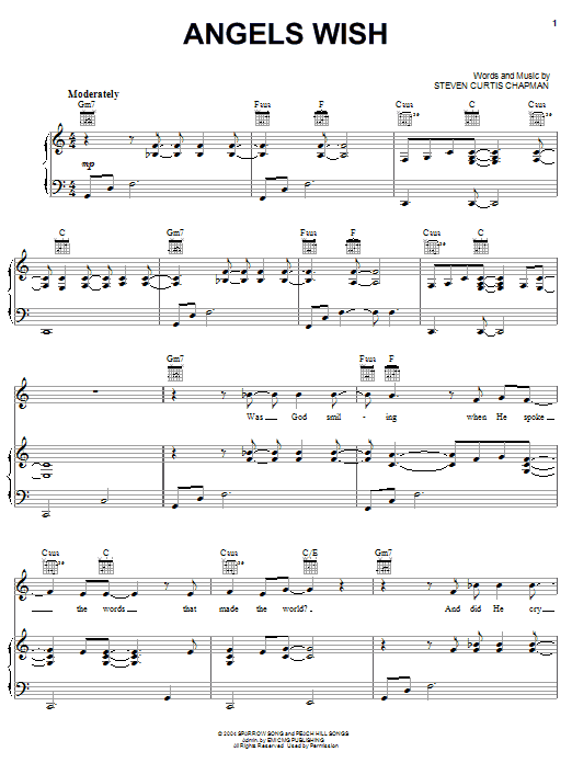 Steven Curtis Chapman Angels Wish sheet music notes and chords. Download Printable PDF.