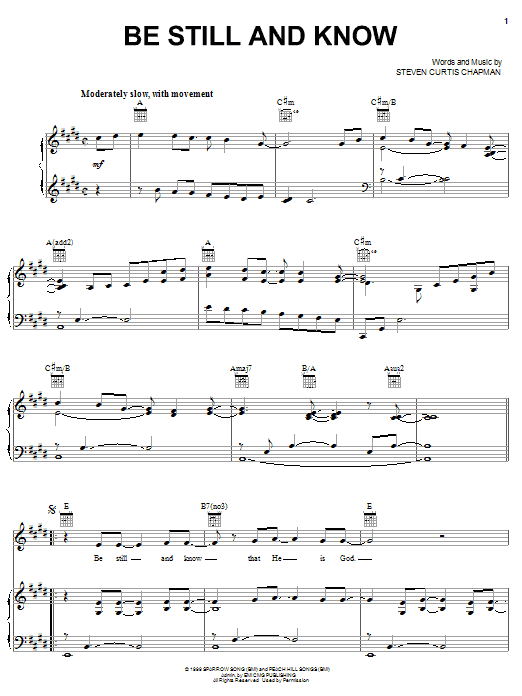 Learn to play Steven Curtis Chapman Be Still And Know sheet music for Guitar Tab in minutes. Steven Curtis Chapman Be Still And Know sheet music notes and chords. Download Printable PDF.