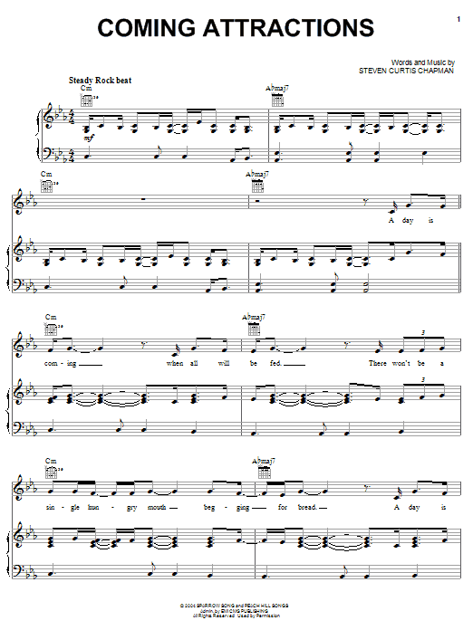 Steven Curtis Chapman Coming Attractions sheet music notes and chords. Download Printable PDF.