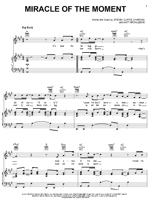 Steven Curtis Chapman Miracle Of The Moment sheet music notes and chords arranged for Easy Lead Sheet / Fake Book