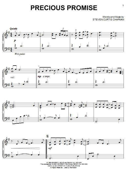 Steven Curtis Chapman Precious Promise sheet music notes and chords. Download Printable PDF.