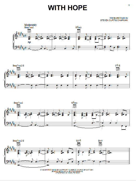 Steven Curtis Chapman With Hope sheet music notes and chords. Download Printable PDF.