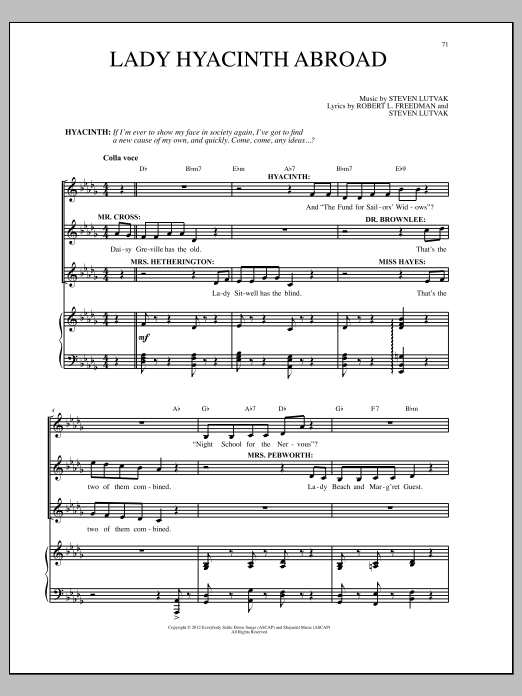 Steven Lutvak Lady Hyacinth Abroad sheet music notes and chords. Download Printable PDF.