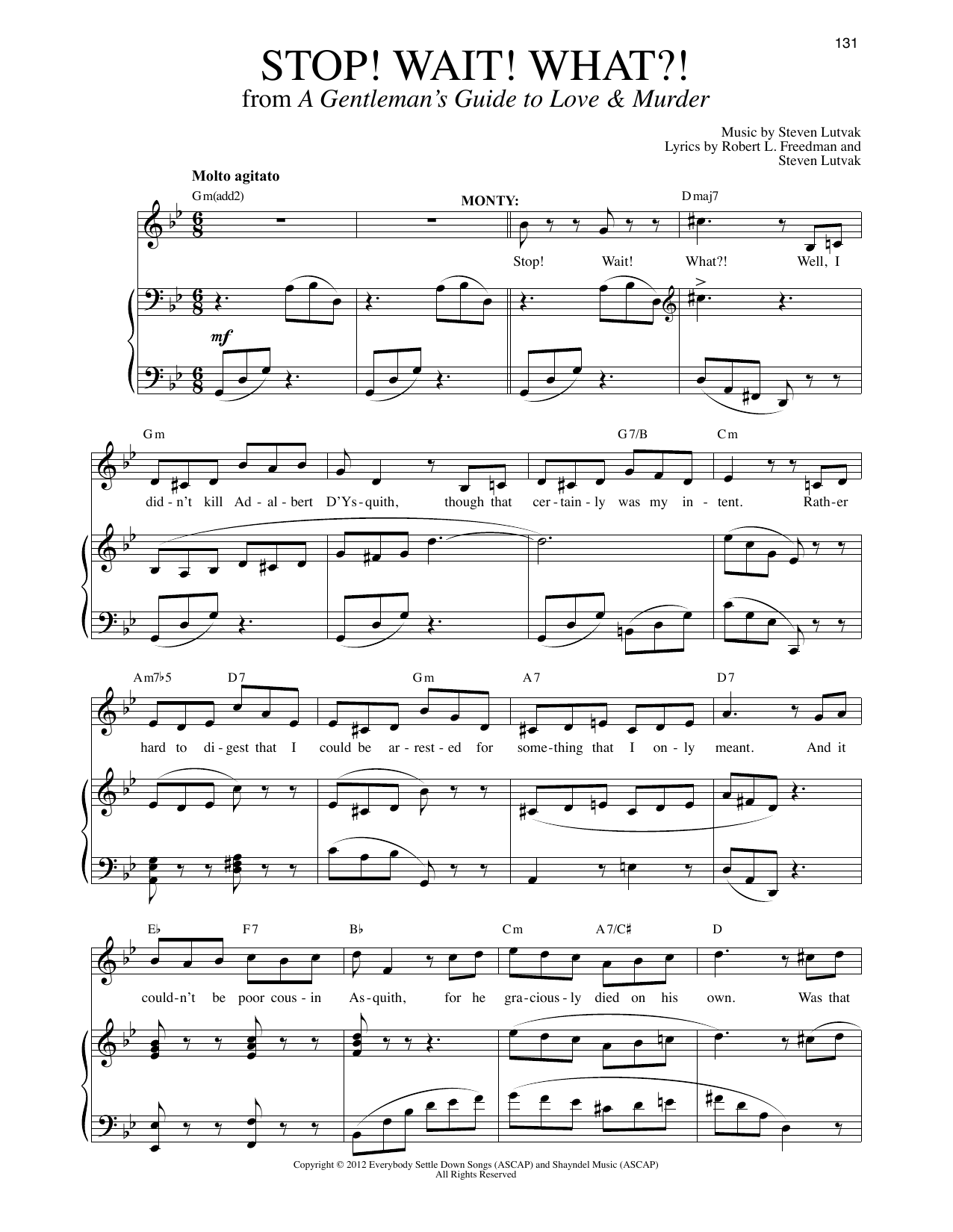 Learn to play Steven Lutvak Stop! Wait! What?! sheet music for Piano & Vocal in minutes. Steven Lutvak Stop! Wait! What?! sheet music notes and chords. Download Printable PDF.