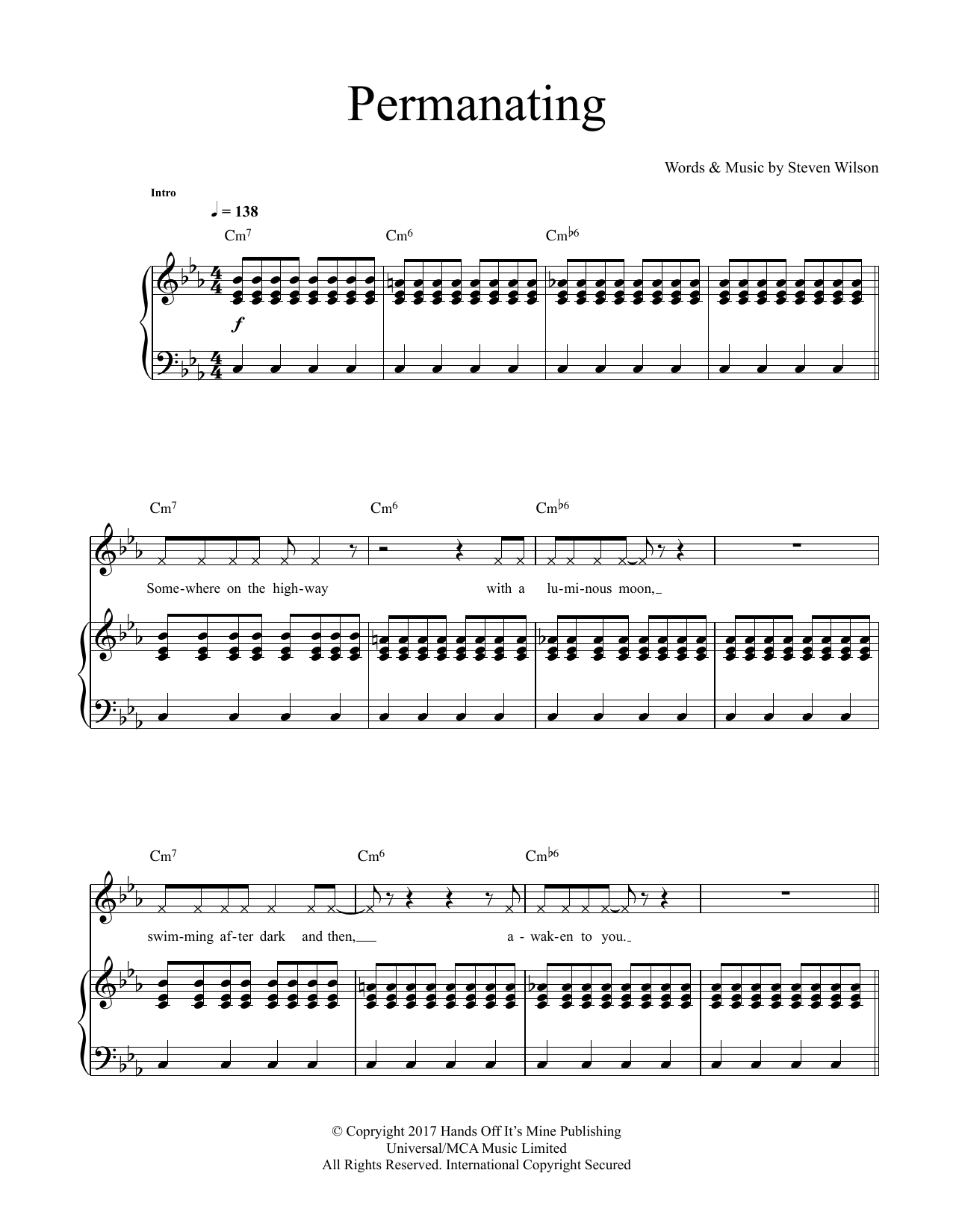 Steven Wilson Permanating sheet music notes and chords. Download Printable PDF.