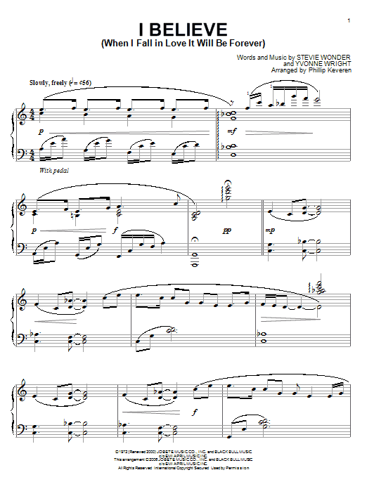 Stevie Wonder I Believe (When I Fall In Love It Will Be Forever) sheet music notes and chords - Download Printable PDF and start playing in minutes.