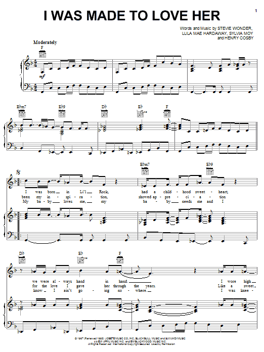 Stevie Wonder I Was Made To Love Her sheet music notes and chords. Download Printable PDF.