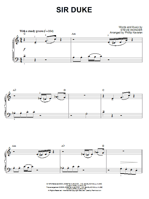 Stevie Wonder Sir Duke sheet music notes and chords. Download Printable PDF.