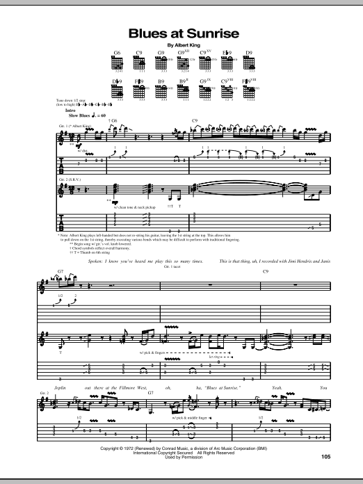 Download Blues At Sunrise - Stevie Ray Vaughan | Guitar Tab
