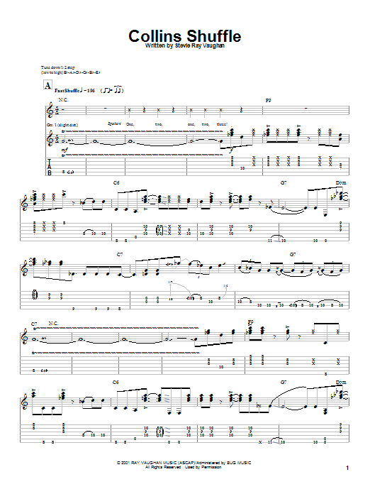 Stevie Ray Vaughan Collins Shuffle sheet music notes and chords. Download Printable PDF.