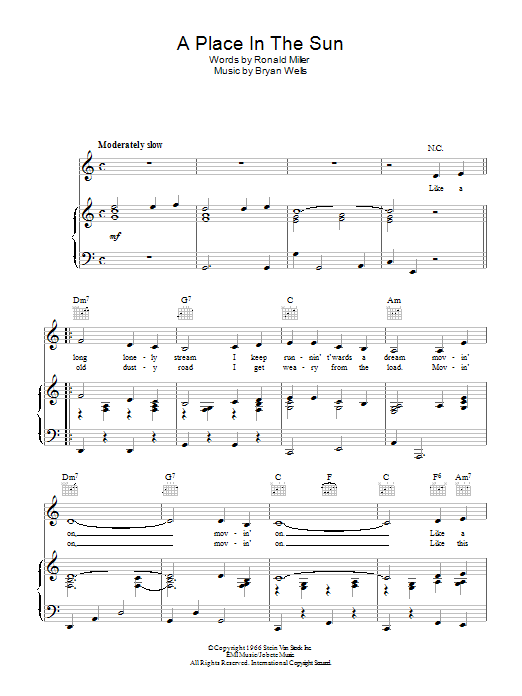 Learn to play Stevie Wonder A Place In The Sun sheet music for Lead Sheet / Fake Book in minutes. Price: 5.9900$ Stevie Wonder A Place In The Sun sheet music notes and chords arranged for Lead Sheet / Fake Book