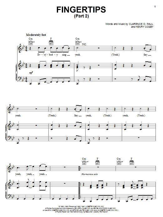 Learn to play Stevie Wonder Fingertips (Part 2) sheet music for Piano, Vocal & Guitar (Right-Hand Melody) in minutes. Stevie Wonder Fingertips (Part 2) sheet music notes and chords. Download Printable PDF.