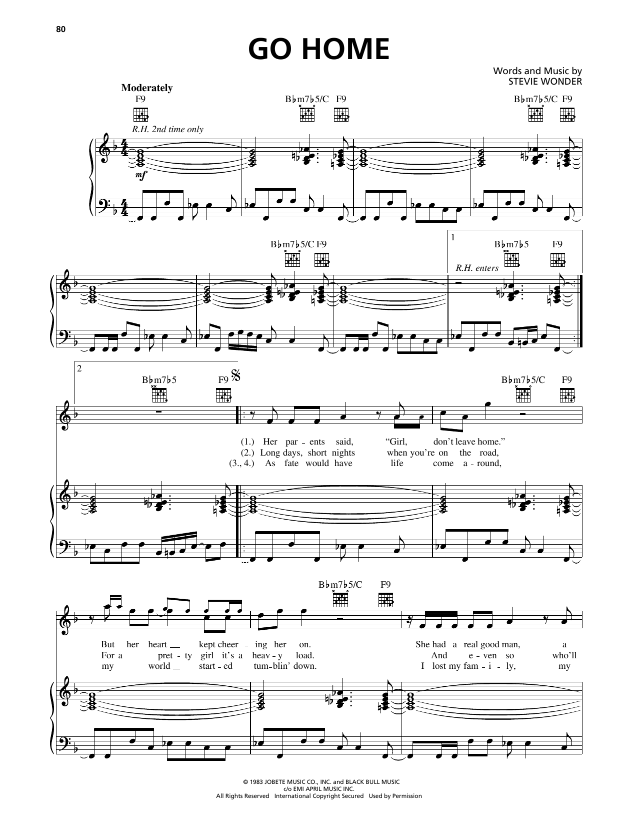 Stevie Wonder Go Home sheet music notes and chords. Download Printable PDF.