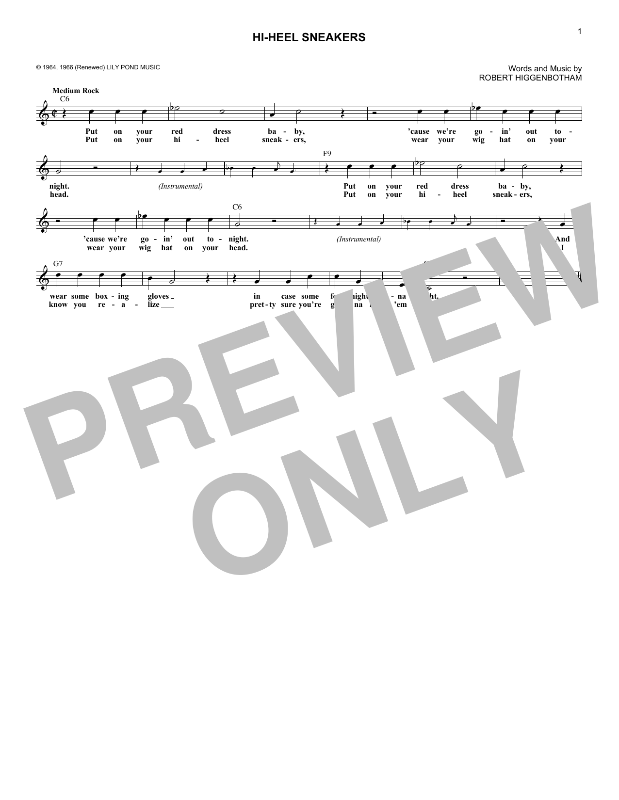 Stevie Wonder "Hi-Heel Sneakers" Sheet Music PDF Notes, Chords Rock Score Lead Sheet Book Download Printable. SKU: 182685
