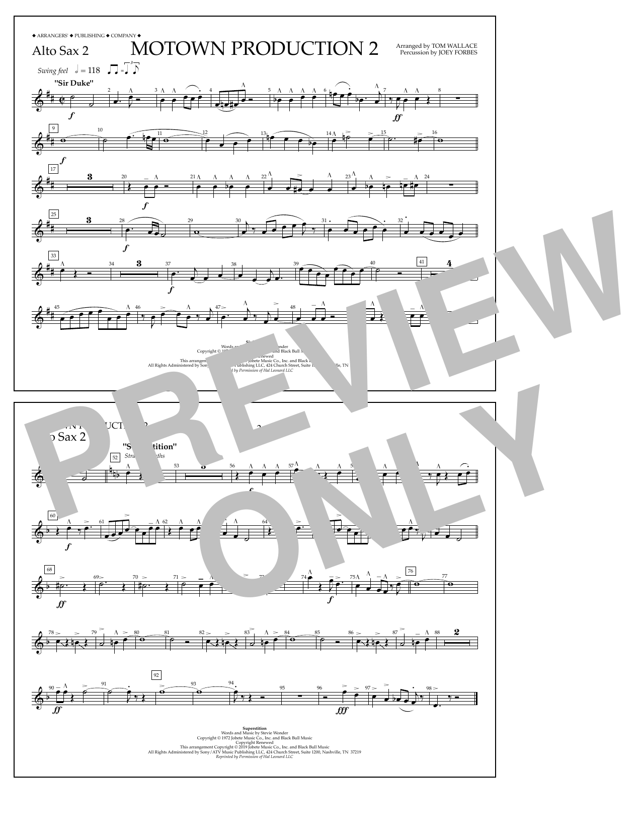 Learn to play Stevie Wonder Motown Production 2 (arr. Tom Wallace) - Alto Sax 2 sheet music for Marching Band in minutes. Price: 7.8900$ Stevie Wonder Motown Production 2 (arr. Tom Wallace) - Alto Sax 2 sheet music notes and chords arranged for Marching Band