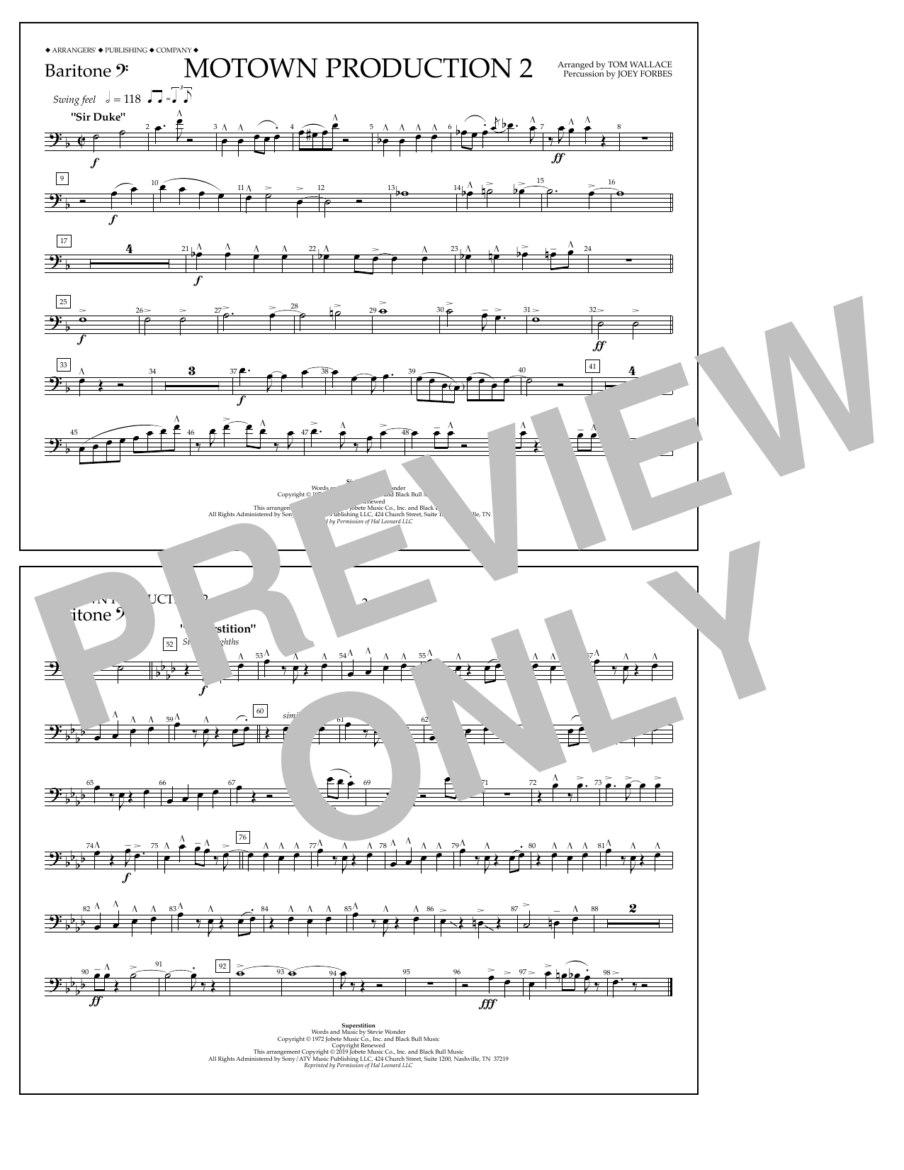 Stevie Wonder Motown Production 2 arr Tom Wallace Baritone B C 