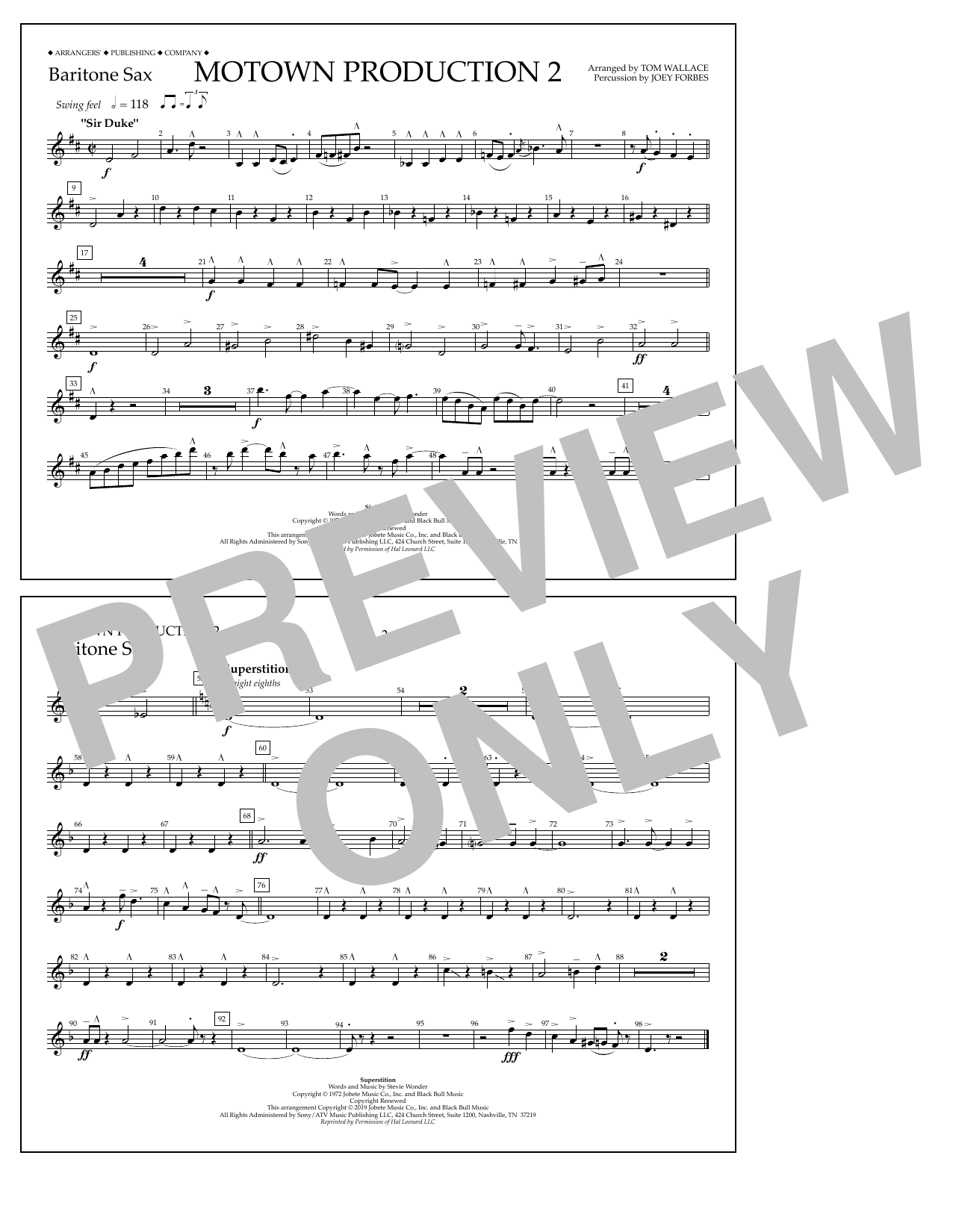 Learn to play Stevie Wonder Motown Production 2 (arr. Tom Wallace) - Baritone Sax sheet music for Marching Band in minutes. Price: 7.8900$ Stevie Wonder Motown Production 2 (arr. Tom Wallace) - Baritone Sax sheet music notes and chords arranged for Marching Band