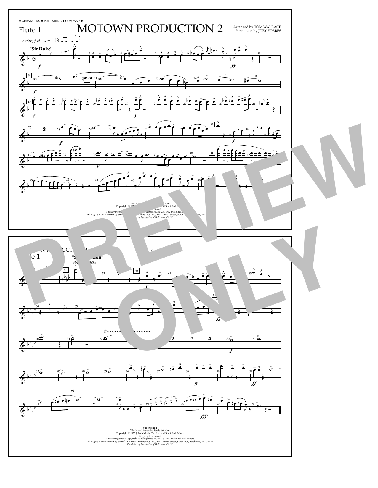 Learn to play Stevie Wonder Motown Production 2 (arr. Tom Wallace) - Flute 1 sheet music for Marching Band in minutes. Price: 7.8900$ Stevie Wonder Motown Production 2 (arr. Tom Wallace) - Flute 1 sheet music notes and chords arranged for Marching Band