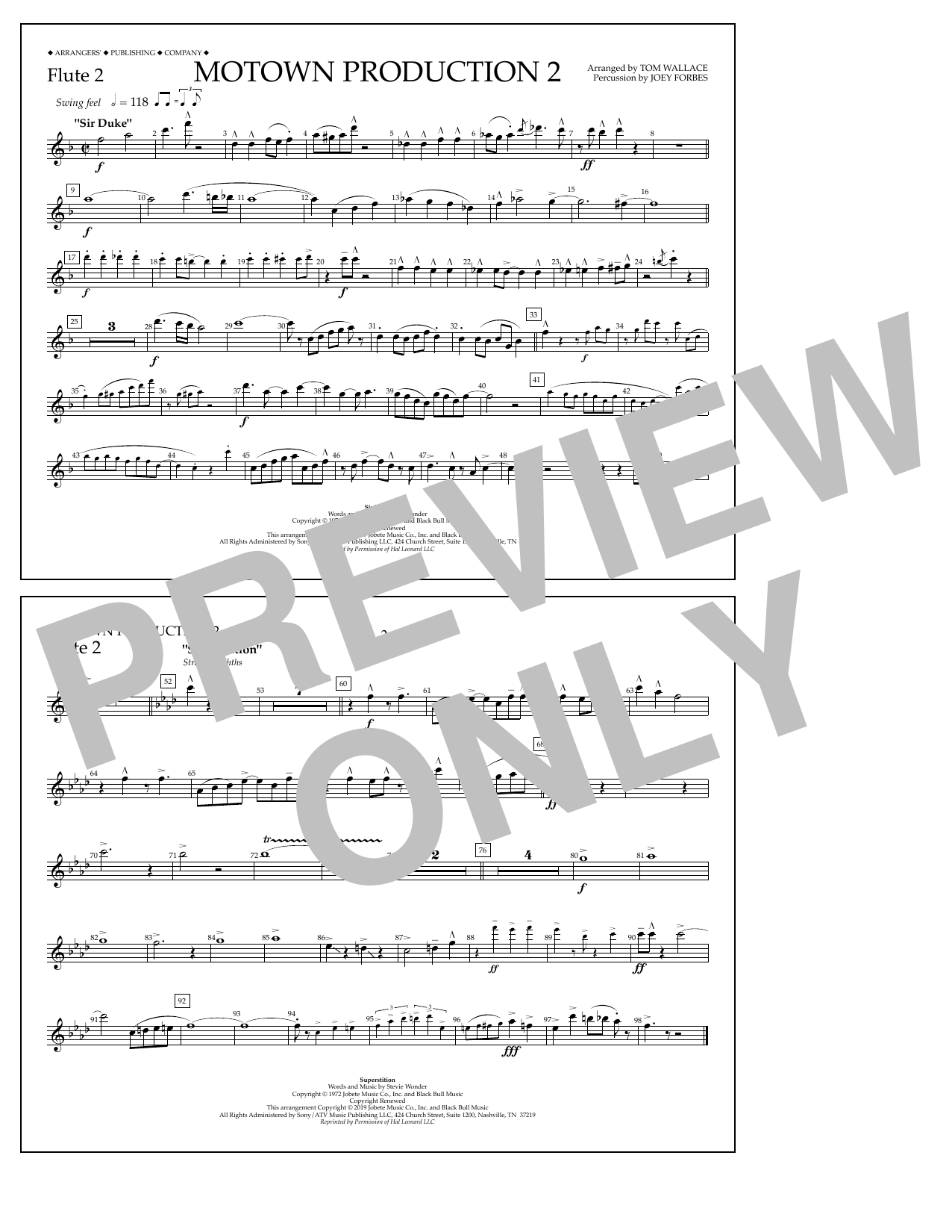 Learn to play Stevie Wonder Motown Production 2 (arr. Tom Wallace) - Flute 2 sheet music for Marching Band in minutes. Price: 7.8900$ Stevie Wonder Motown Production 2 (arr. Tom Wallace) - Flute 2 sheet music notes and chords arranged for Marching Band