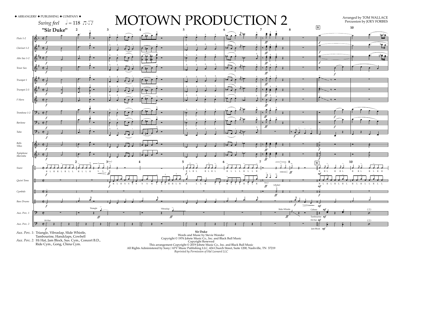 Learn to play Stevie Wonder Motown Production 2 (arr. Tom Wallace) - Full Score sheet music for Marching Band in minutes. Price: 11.9700$ Stevie Wonder Motown Production 2 (arr. Tom Wallace) - Full Score sheet music notes and chords arranged for Marching Band
