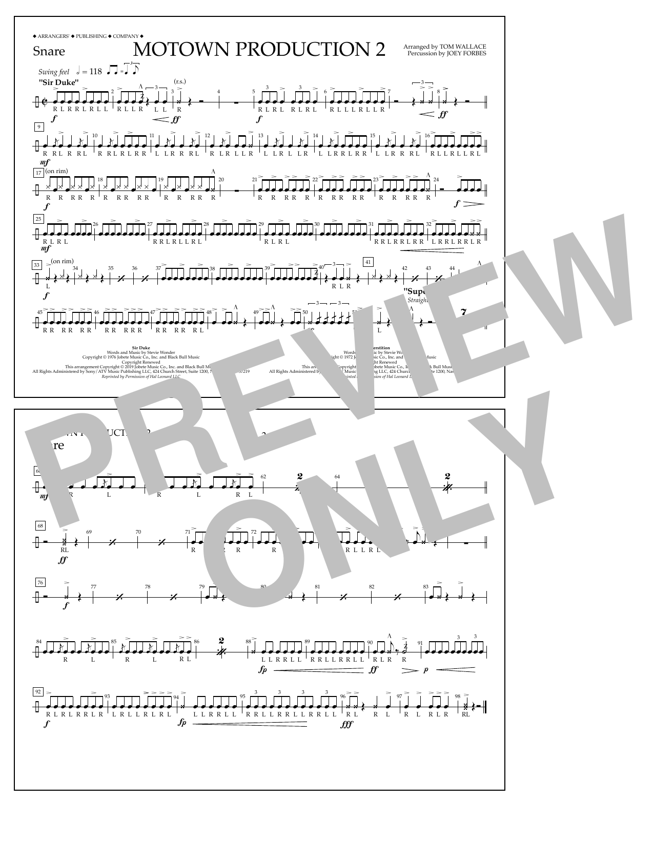 Learn to play Stevie Wonder Motown Production 2 (arr. Tom Wallace) - Snare sheet music for Marching Band in minutes. Price: 7.8900$ Stevie Wonder Motown Production 2 (arr. Tom Wallace) - Snare sheet music notes and chords arranged for Marching Band