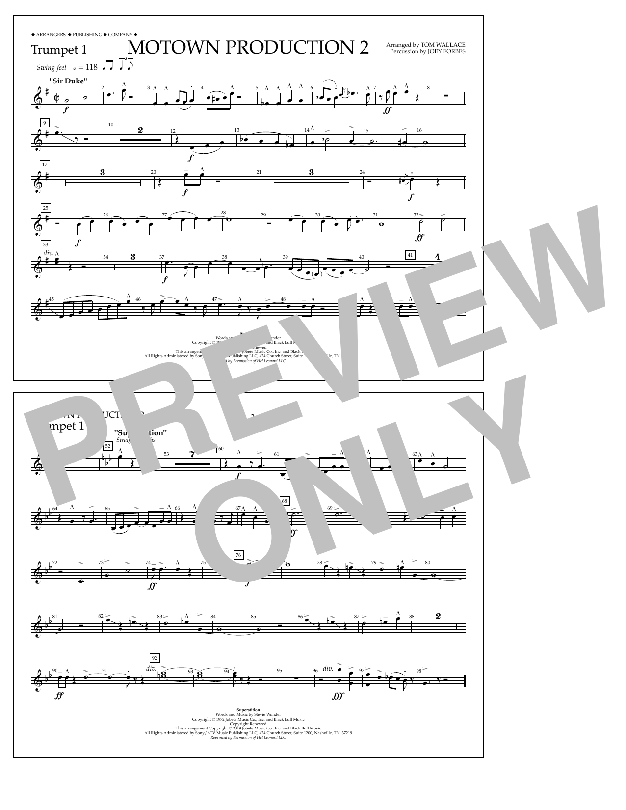 Learn to play Stevie Wonder Motown Production 2 (arr. Tom Wallace) - Trumpet 1 sheet music for Marching Band in minutes. Price: 7.8900$ Stevie Wonder Motown Production 2 (arr. Tom Wallace) - Trumpet 1 sheet music notes and chords arranged for Marching Band