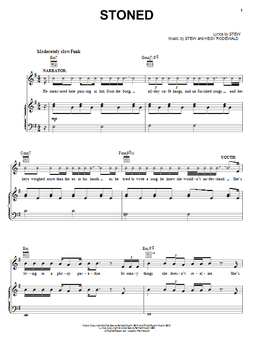 Stew Stoned sheet music notes and chords. Download Printable PDF.