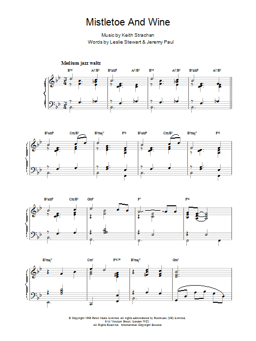 Cliff Richard Mistletoe And Wine (jazzy arrangement) sheet music notes and chords. Download Printable PDF.
